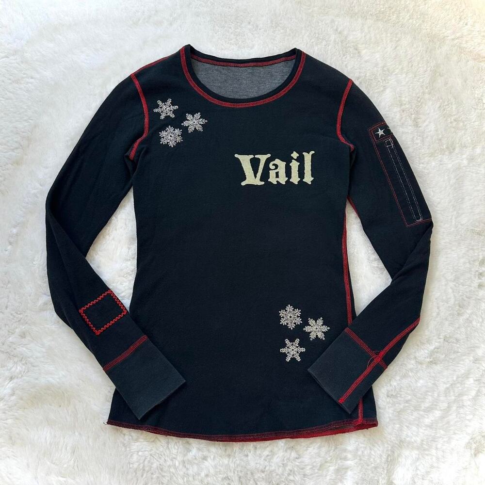 Alp n’ Rock Top Long Sleeve Reversible Vail Embroidered Ski Navy Fitted Size 1